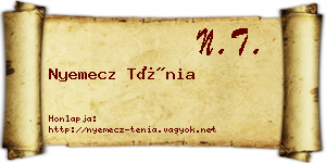 Nyemecz Ténia névjegykártya